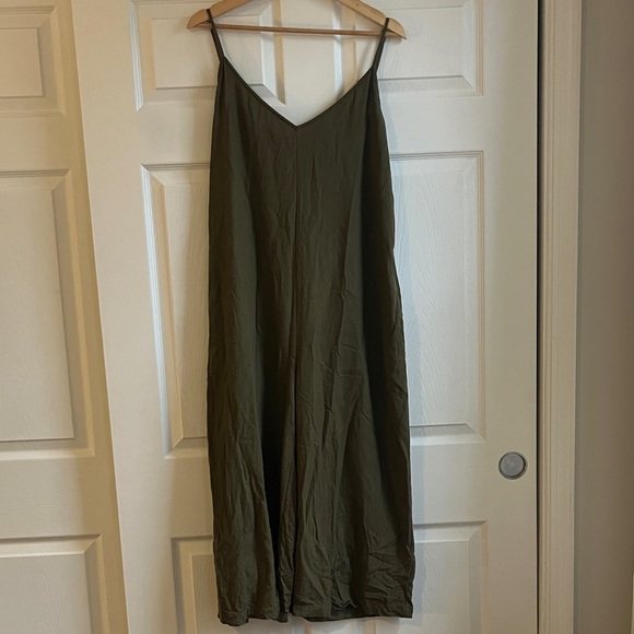 Ali Golden Pants - Ali Golden Olive Green V-Neck Jumpsuit